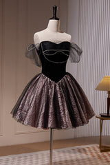 A Line Off the Shoulder Tulle Short Prom Dress, New Style Homecoming Gown