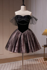 A Line Off the Shoulder Tulle Short Prom Dress, New Style Homecoming Gown