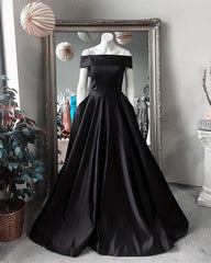 Simple Satin Off The Shoulder Long Prom Dress Ball Gowns