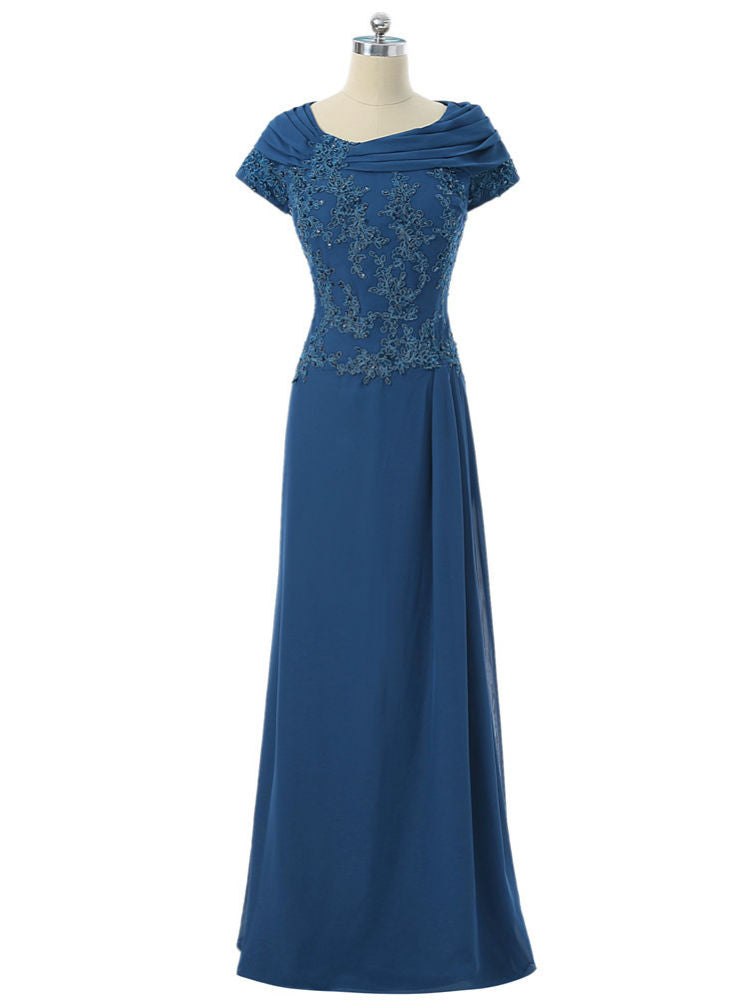 A-line Cap Sleeves Royal Blue Mother Of The Bride Dresses