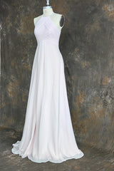 A-line Floor Length Halter Keyhole Chiffon Bridesmaid Dresses