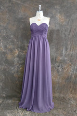 A-line Sweetheart Chiffon Floor-Length Long Bridesmaid Dresses