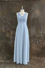 A-Line V-neck Sleeveless Chiffon Bridesmaid Dresses