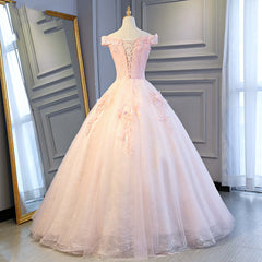 Adorable Pink Tulle Off Shoulder Pink Party Dresses , Sweetheart Formal Dresses