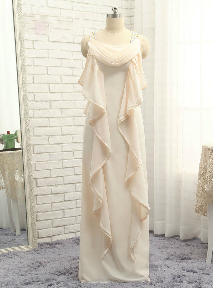 Advanced Mother Of The Bride Dresses Sheath Floor Length Chiffon Ruffles