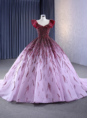 Ball Gown Beading V-neck Prom Dress