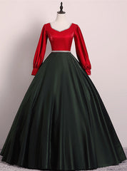 Black Satin Square Long Sleeve Quinceanera Dress