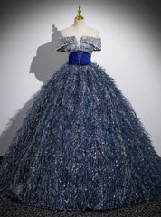 Blue Off the Shoulder Quinceanera Dress