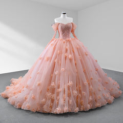 Blush Ball Gown Long Sleeves Sweetheart Quinceanera Dresses