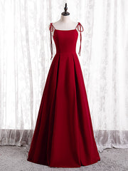 Burgundy Spaghetti Straps Backless Prom Dress