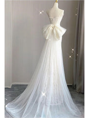 Buyishang Wedding Dresses A-Line Notch lapel collar Long Sleeve Court Train Satin Bridal Gowns With Solid Color