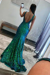 Deep V Neck Pink Sequins Mermaid Long Prom Dress