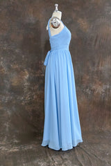 Elegant A-line Straps Chiffon Floor Length Bridesmaid Dresses