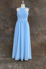 Elegant A-line Straps Chiffon Floor Length Bridesmaid Dresses