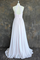 Elegant Halter Keyhole Chiffon Bridesmaid Dress