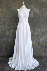 Elegant Halter Keyhole Chiffon Bridesmaid Dress