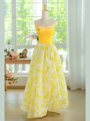 Fashion Yellow Sweetheart Long Prom Dress