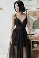 Black tulle short prom dress homecoming dress