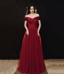 Elegant satin tulle long prom dress A-line evening dress