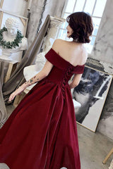 Burgundy satin short prom dress party dress