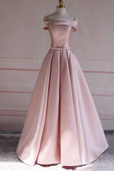 Off Shoulder Satin Elegant Long Prom Dress,Simple New Style Formal Gown