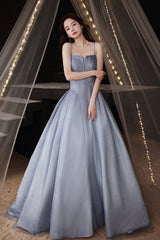 Stylish satin long prom dress A line evening dress