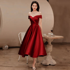 Burgundy satin short prom dress homecoming dress