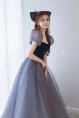 Cute tulle long A line prom dress evening dress