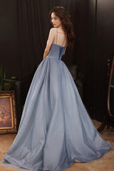 Stylish satin long prom dress A line evening dress