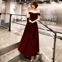 Burgundy velvet tea length prom dress party dress