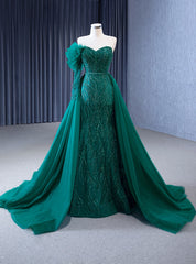 Green Mermaid Sweetheart Long Sleeve Prom Dress