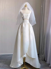 Ivory White Satin  Wedding Dress