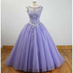 Lavender Ball Gown Quinceanera Dresses Lace Appliqued Dress