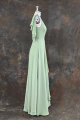 One Shoulder Chiffon Bridesmaid Dress With Slit