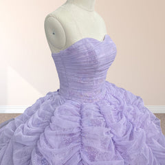 Organza Ball Gown Sweetheart Lavender Pleats Party Dress