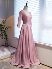 Pink Illusion V-neck Beading Short Sleeve Prom Dress