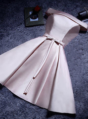 Pink Off the Shoulder Satin Homecoming Dress