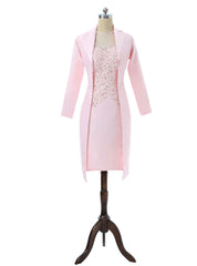 Pink Sheath Knee Length Mother Of The Bride Dresses With Jacket