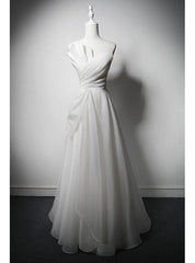 Pretty White Strapless Pleats Wedding Dress