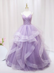 Purple Spaghetti Straps Prom Dress