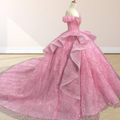 Quinceanera Dress With Sequins Off the Shoulder Chapel Train