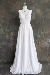 Sheath Floor Length V-Neck Chiffon Bridesmaid Dresses