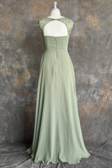 Simple Cap Sleeves Chiffon Floor Length Bridesmaid Dresses