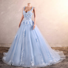 Sweet 16 Corset Tie Back Ball Gown Light Blue Quinceanera Dresses Train Sleeveless Sweetheart Tulle Cowl Back with Pearls Appliques