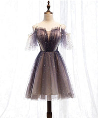 Sweetheart V-neck Starlit Cloud Tulle Mini Length Homecoming Dress