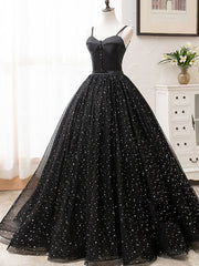 V Neck Glitter Black Long Prom Dress