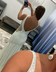 White Mermaid Beaded Prom Dress