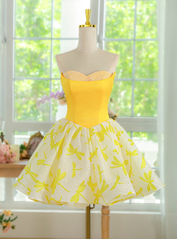 Yellow Sweetheart Homecoming Dress