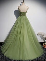 Green Tulle Long Prom Dress, Green Tulle Formal Dress