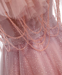 Pink Sweetheart Tulle Long Prom Dress, Pink Tulle Formal Dress, 1